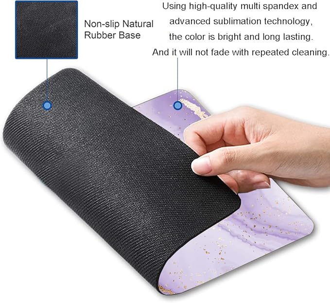 Mouse Pad, Purple Marble Design Mouse Pad, Washable Square Cloth Mousepad for Gaming Office Laptop, Non-Slip Rubber Base Computer Mouse Pads for Wireless Mouse, Cute Mouse Pads for Desk