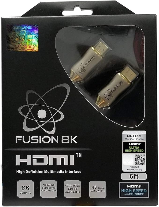 HDMI 2.1 Certified Cable Supports 10K 8K @60Hz and 4K @120Hz Compatible with All TVs, BluRay, Xbox Series X, PS5 (6 Feet)