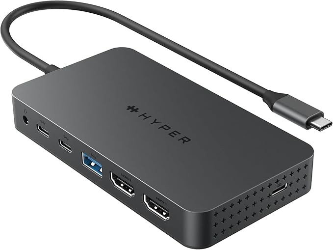 HyperDrive Next Dual 4K HDMI 7 Port USB C Docking Station for M Series MacBook, PC, Chromebook, 2x File Transfers w/ 10Gbps USB Ports, Dual 4K Docking Station Charges w/ 100W PD Power Passthrough Port