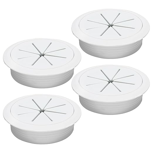 Desk Grommet 2-3/8" (60 mm), Desk Hole Cover for Cables White, Cable Grommet ABS Plastic, Desk Hole Grommet for Office and Home Table Cable, Detachable & Flexible Cable Cord Organizer-4 Pcs