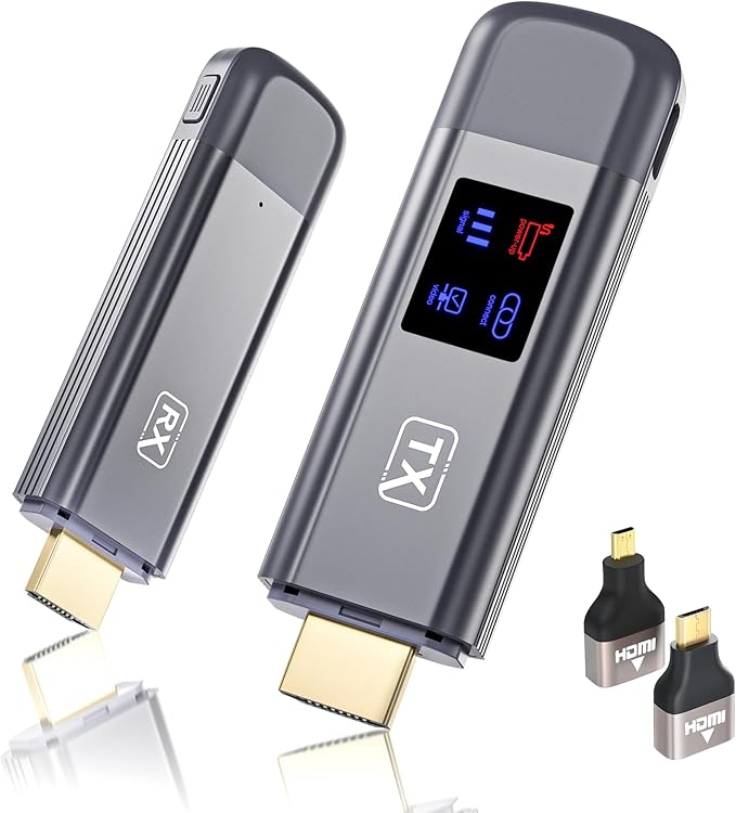 TTQ Wireless HDMI Transmitter and Receiver, TTQ Wireless HDMI Extender 4K Supported, Metal Housing, LED Display, 100FT Range, 2.4G&5G, for PC/Laptop/Camera/HDTV/Projector/TV Box