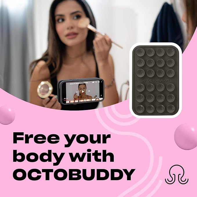 Classic MAX - Silicone Suction Phone Case Adhesive Mount - Hands-Free, Strong Grip Holder for Selfies and Videos - iPhone and Android Compatible - 2.6″ x 3.9″, Black Oyster