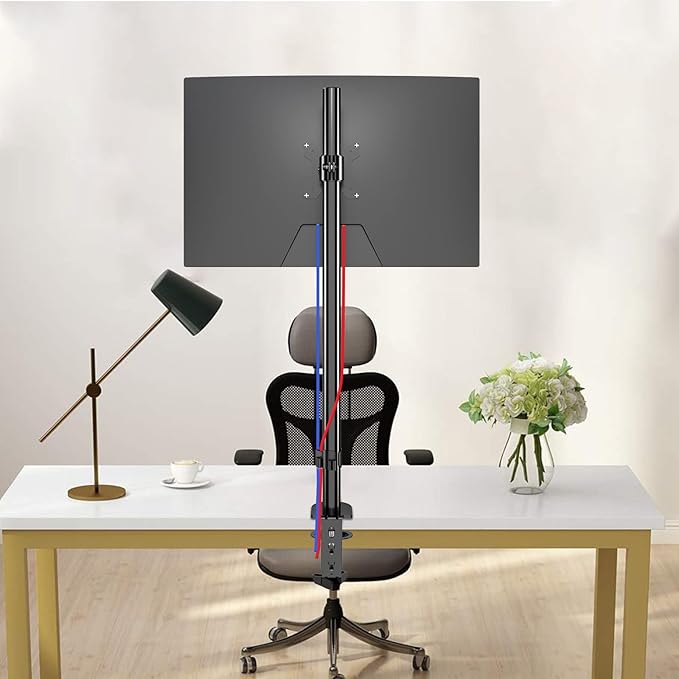 Pholiten Single Tall Monitor Stand, Extra Tall 31 Inch Monitor Mount, Fully Adjustable Tall Monitor arm for 13-32 Inch LCD Screen，Holds up to 22lbs