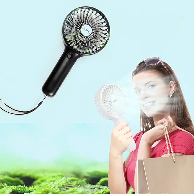 Miady 2-Pack Upgraded 5000mAh Portable Handheld Fan 3 Speed Mini USB Strong Wind 7-20 Hours Runtime Personal Electric for Travel Office Outdoor
