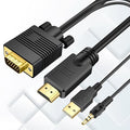 VGA (Sources) to HDMI(Display) Cable 20ft with Audio,Compatible Well Witch Computer/Projector/Laptop to Monitor/TV, VGA Male to HDMI Male Converter Cord for Desktop.