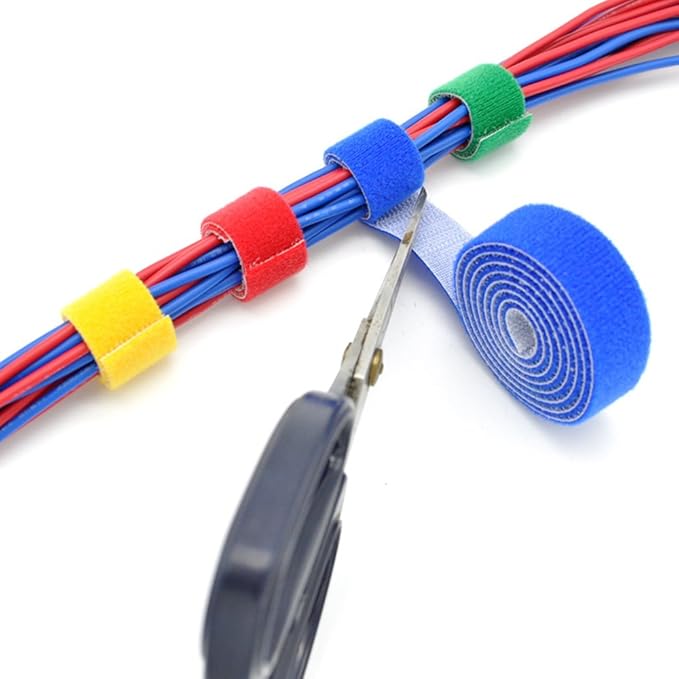 Reusable Fastening Tape Cable Ties 3/4 Inch Double Side Hook Roll (25 Yard, Yellow)