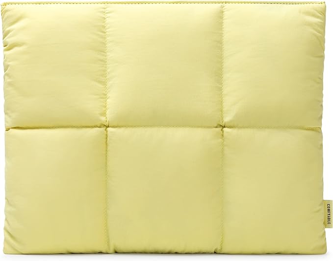 Comfyable Puffy Laptop Sleeve 13 Inch 14 Inch, Quilted Puffer Laptop Carrying Case, Pillow Case Compatible with MacBook Air M4 2025 M3 M2 M1, MacBook Pro M4 Pro/Max, Yellow
