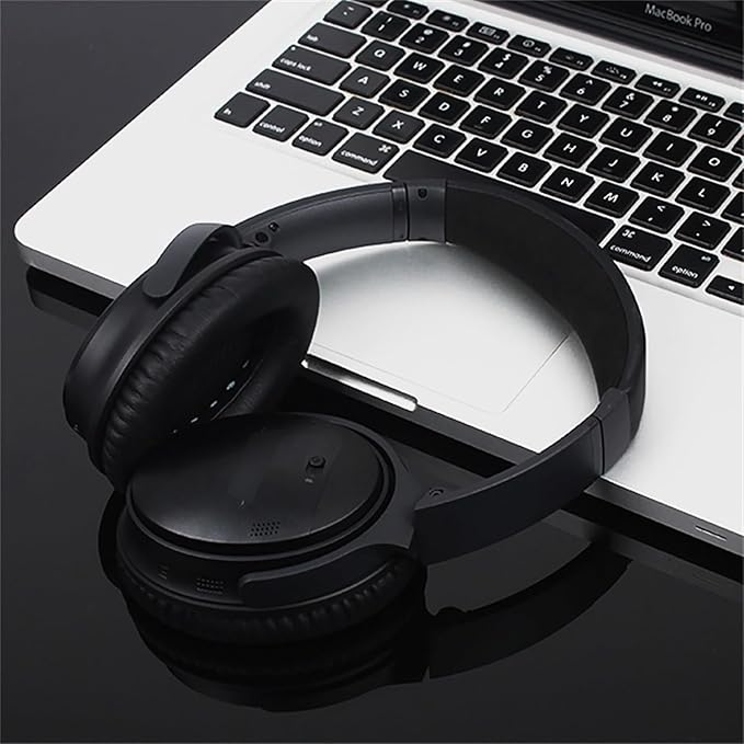 Replacement Earpads Cushions for Bose QuietComfort 35 & Quiet Comfort 35 II, Headphones Ear Covers Ear Pads for Bose QC35/QC35II/25/15 QC2 / Ae2 / Ae2i / Ae2W / Sound Link/Sound True-Black&Black