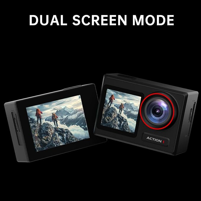 ODDV 4K60FPS 30MP Action Camera with Front LCD and Touch Rear Screens, Underwater Camera with 64GB Memory Card, 132FT Waterproof Camera, EIS, 5X Zoom, WiFi Remote Control (Black)