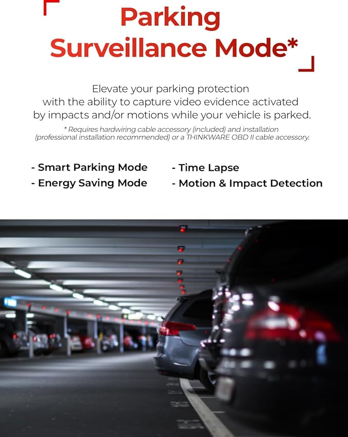 THINKWARE ARC Dash Cam with Smart Driving Alert System, 3X Energy Saving, 1440P+1440P Front and Rear, Wi-Fi, Super Night Vision, 24/7 Parking Mode (Free 32GB Card, Hardwiring, 12V Cable, GPS)