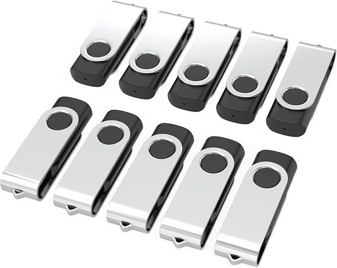 USB Flash Drives 2GB 10 Pack, Wooolken USB 2.0 Thumb Drives with Keychains Memory Stick USB Drive Pendrive for PC Laptop Computer (Black)