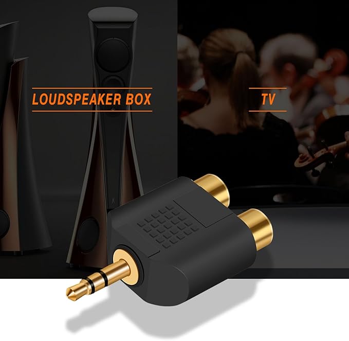 ANDTOBO 3.5 mm TRS to Dual RCA F (2-Pack), 3.5mm Stereo Male to Dual RCA Female Audio Breakout Adapter