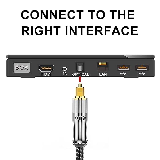 EMK 24K Gold-Plated Optical Audio Cable [5ft/1.5M] - Digital Toslink SPDIF Cable Compatible with Soundbar to TV, Home Theater - High-Speed Fiber Optic Cable (Silver)