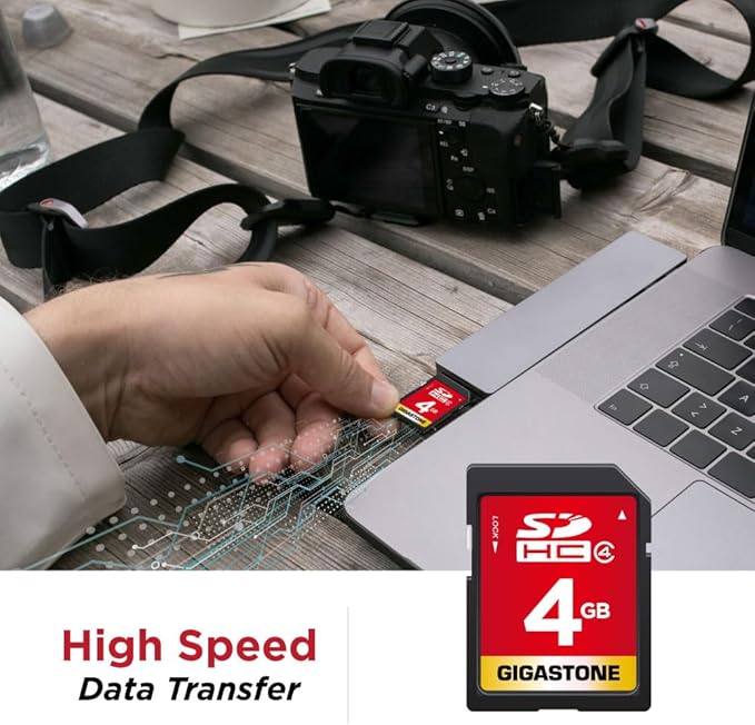 GIGASTONE 4GB SD Card SDHC Class 4 Memory Card for Photo Video Music Voice File DSLR Camera DSC Camcorder Recorder Playback PC Mac POS, with 1 Mini case