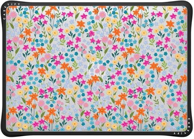 CASETiFY Impact MacBook Air 13" (M1/Intel) Case [Cushioned Impact Corners/Scratch-Resistant/Anti-Slip Grip] - Petit Floral Transparent - Clear Black