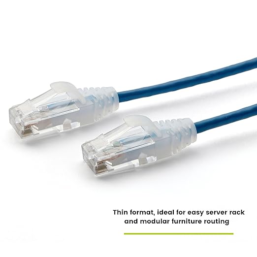 TRUECABLE Cat6 Component Rated Patch Cable, Unshielded (U/UTP), 10ft, Blue, 28AWG Solid Copper, Snagless 10G High-Speed Ethernet Cable, PoE++ 4PPoE 100W, UL Listed, RoHS-3, 5 Pack