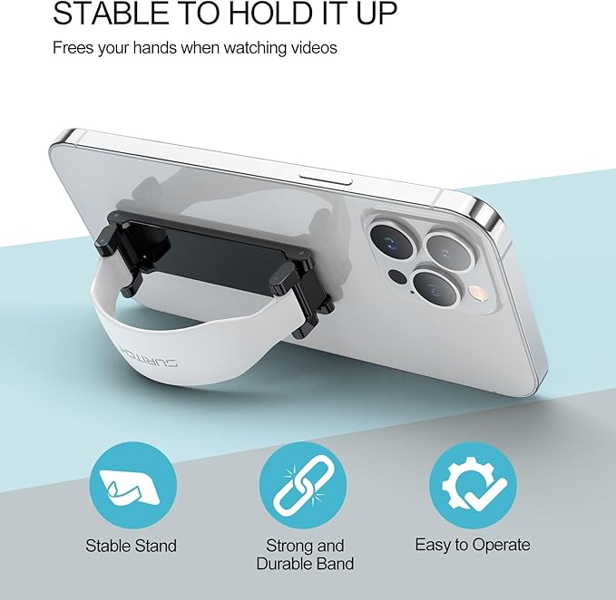 SURITCH Phone Grip Strap Finger Loop Holder for Back of Phone, 2-in-1 Soft Silicone Gripper Kickstand for iPhone Samsung and Most Cell Phone Cases, 3.94" White
