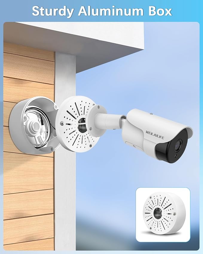 WEILAILIFE 【Compatible Almost All Cameras Type】 Security Camera Junction Box, Universial Camera Junction Box Mount Bracket, Outdoor Security Camera Mount, CCTV Metal Junction Box(2 Pack)