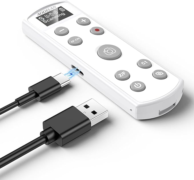 Camera Rechargeable Shutter Release for Sony, AODELAN Wireless Remote Control Zoom Focus Record Compatible with Sony ZV-E10,ZV-1F,ZV-1,A6400,A6700,A7C,A7III,A9,A9 II,DSC-RX0 II,Replace RMT-P1BT(White)