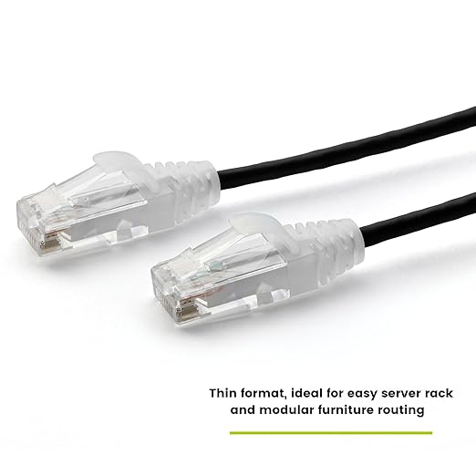 TRUECABLE Cat6 Component Rated Patch Cable, Unshielded (U/UTP), 7ft, Black, 28AWG Solid Copper, Snagless 10G High-Speed Ethernet Cable, PoE++ 4PPoE 100W, UL Listed, RoHS-3, 5 Pack