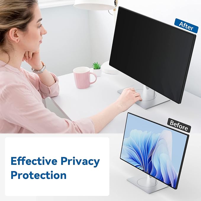 IPROKKO [2-Pack] 24 Inch Computer Privacy Screen Filter for 16:9 Widescreen Monitor, Removable 24inch Anti Blue Light Glare Privacy Shield, Anti Spy Security Protector for Hp Dell Asus Acer Samsung