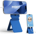 MOFT Phone Stand, Magnetic Phone Tripod Stand Stain-Resistant MOVAS Leather & Angle Adjustment & Strong Magnets Tripod for iPhone 16/15/14/13/12 (Included Metal Ring)-Sapphire