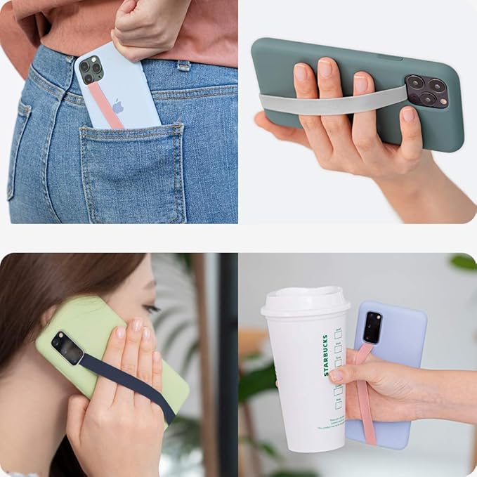 Sinjimoru Stretchable Silicone Phone Strap, Flexible and Elastic Grip Holder for iPhone & Android, Secure Phone Loops Finger Grip with Wireless Charging Support Sinji Loop Lavender