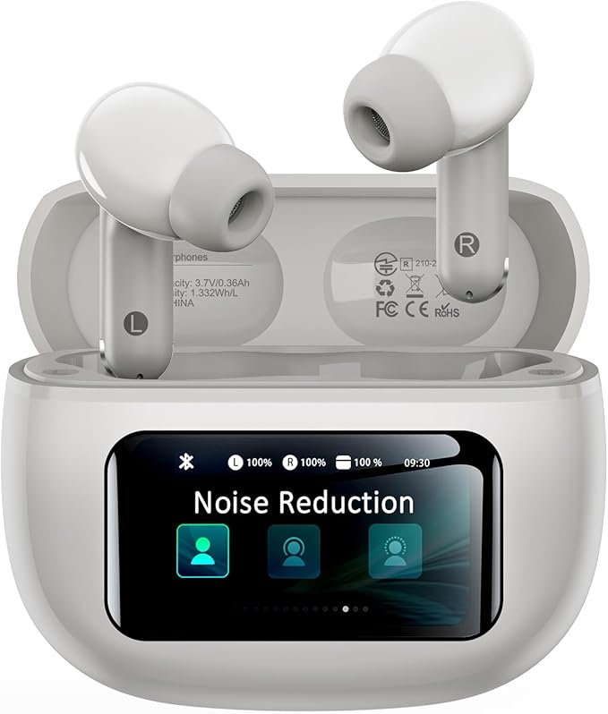 Wireless Earbuds, Ear Buds Active Noise Cancelling with Charging Case, 6.0 Bluetooth Earbuds with AI Clear Calls, 40H Playtime for Sports & Working, Stereo Sound Headphones for iPhone/Android/iPad
