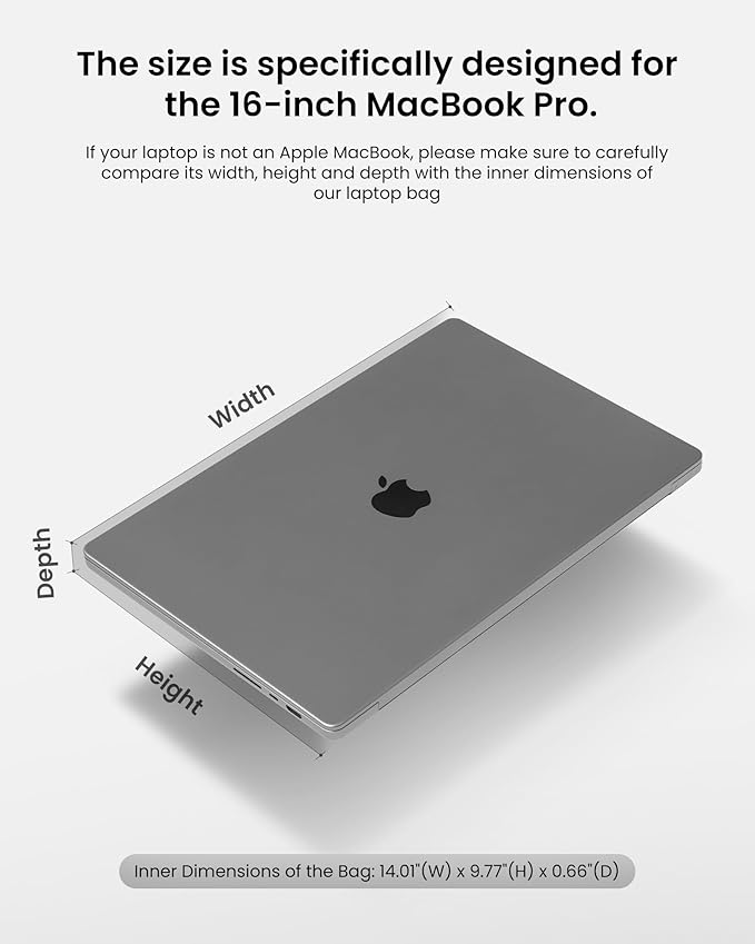 tomtoc 360 Protective Laptop Carrying Case for 2024 New 16-inch MacBook Pro M4/M3/M2/M1 Pro/Max 2024-2019, Water-Resistant Laptop Bag Sleeve with Accessory Pocket for The New Razer Blade 15