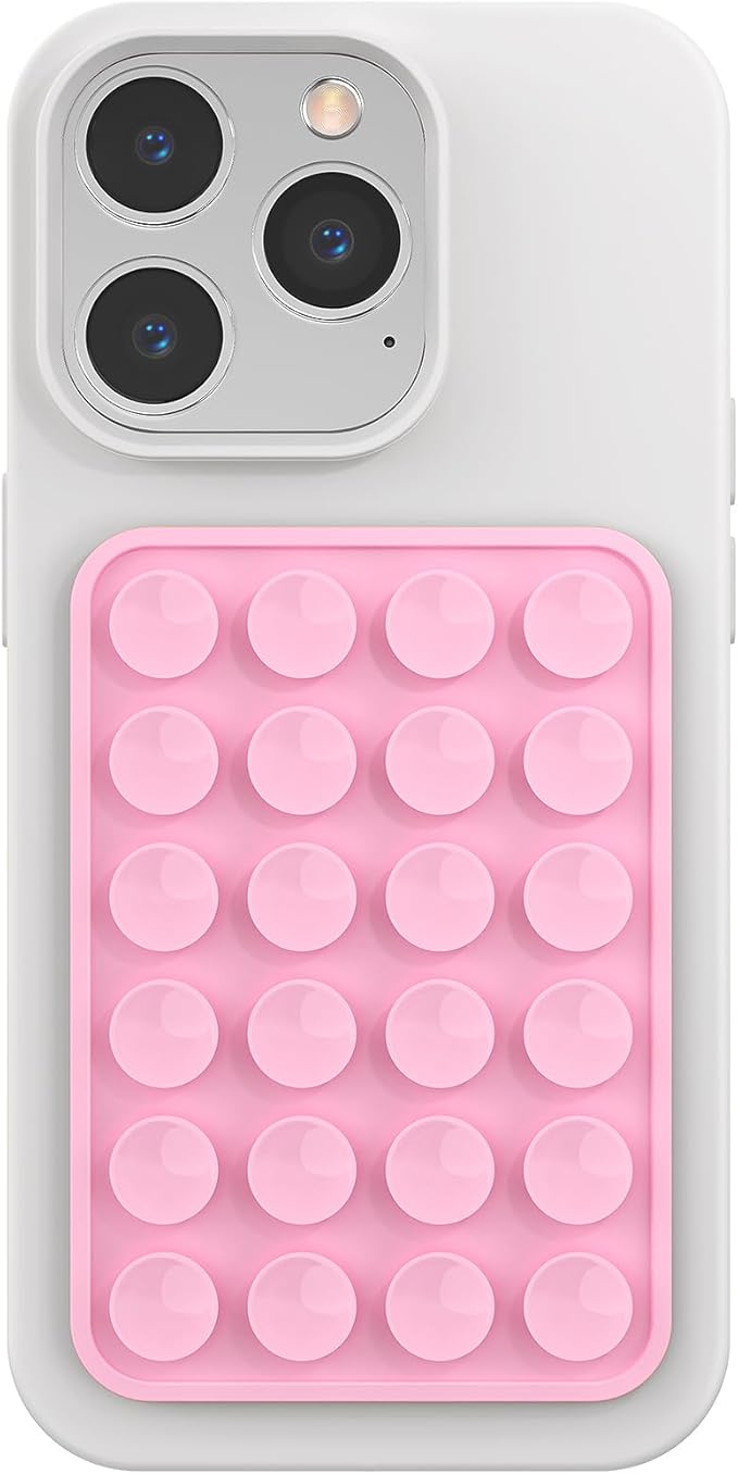 Silicone Phone Sticky Grip, Suction Phone Case Mount for iPhone and Android, Hands-Free Sticky Cell Phone Grip, Mobile Fidget Mirror Holder for Selfies and Videos