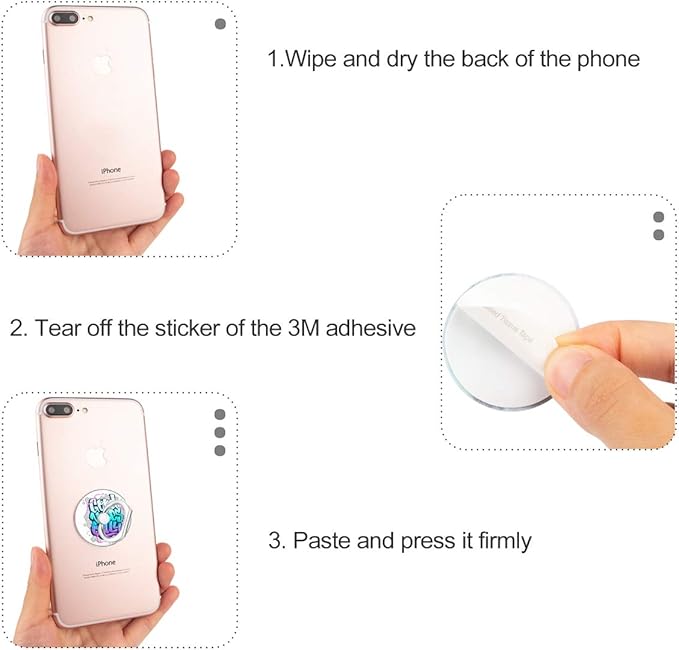 Bonoma Phone Ring Holder, 3 Pack Good Vibes Only Universal Finger Ring Stand Grip Kickstand Compatible with Smartphones and Tablets