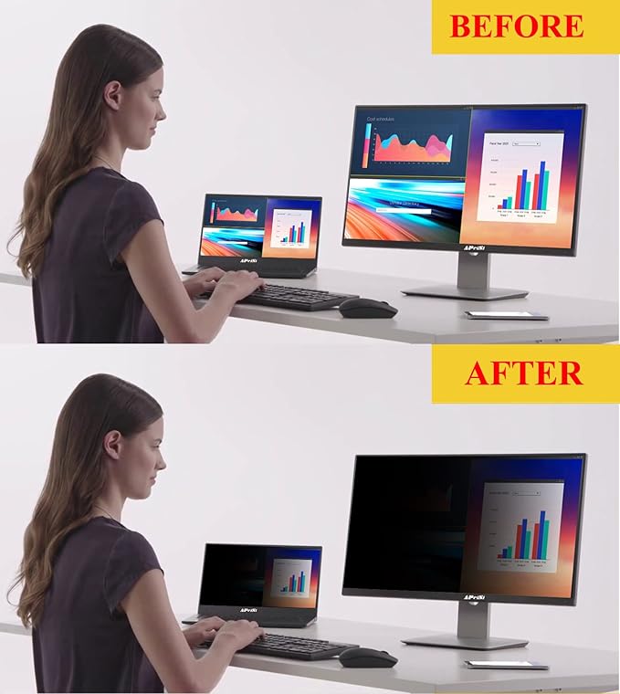 [2 Pack] 24 Inch Privacy Screen Filter for Widescreen 16:9 Monitor | Privacy Shield | Anti-Glare | Anti-Blue light Protector | Eye Protection | Computer Security Private Filter