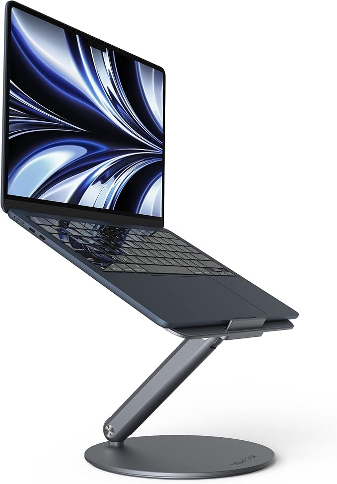 LULULOOK Laptop Stand for Desk 2025, 360 Rotating Adjustable Laptop Riser, Upgraded Foldable Full Aluminum Alloy Computer Stand for MacBook Pro/Air, Dell, HP, Lenovo and Other 10-17inch Laptops