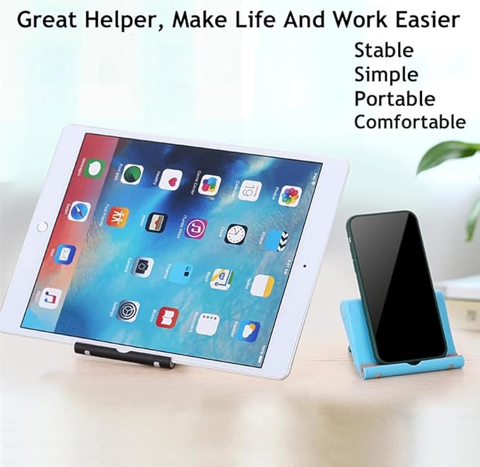 Cell Phone Stand for Desk Foldable Cell Phone Holder Desk Tablet Holder Mobile Phone Dock, Multi-Angle Universal Adjustable Tablet Dock (Black)