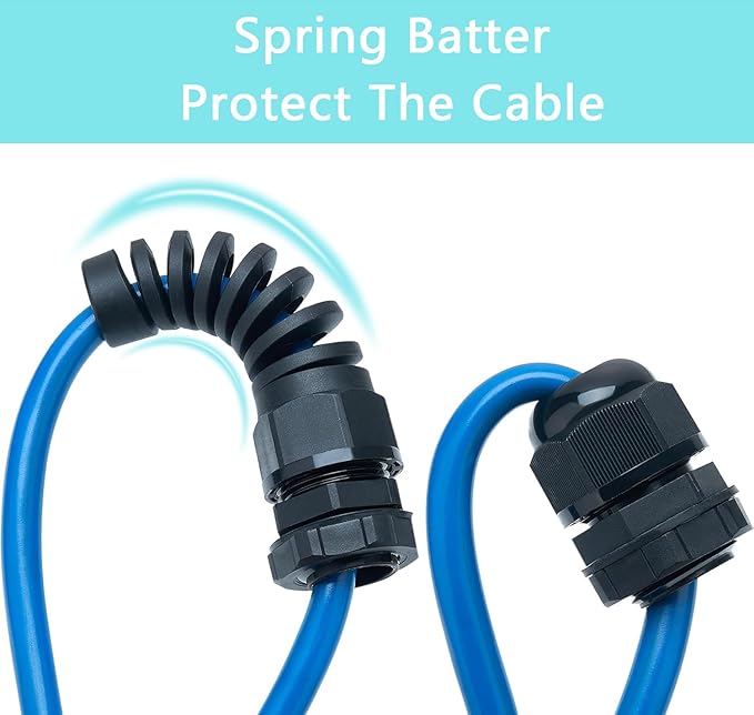 8 Pcs Waterproof Cable Gland, PG9(NPT 1/4) Thread(4-8mm), Made of PA66 Material,waterproof wire grommet Strain Relief Cord Connectors,Suitable for Various Electrical Installations