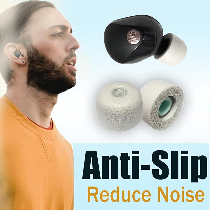 Memory Foam Eartips for Sony WF-1000XM5 Filter Screen Foam Tips for WF-1000XM5 WF-1000XM4 Earbuds Case, 3 Pairs Large Gray