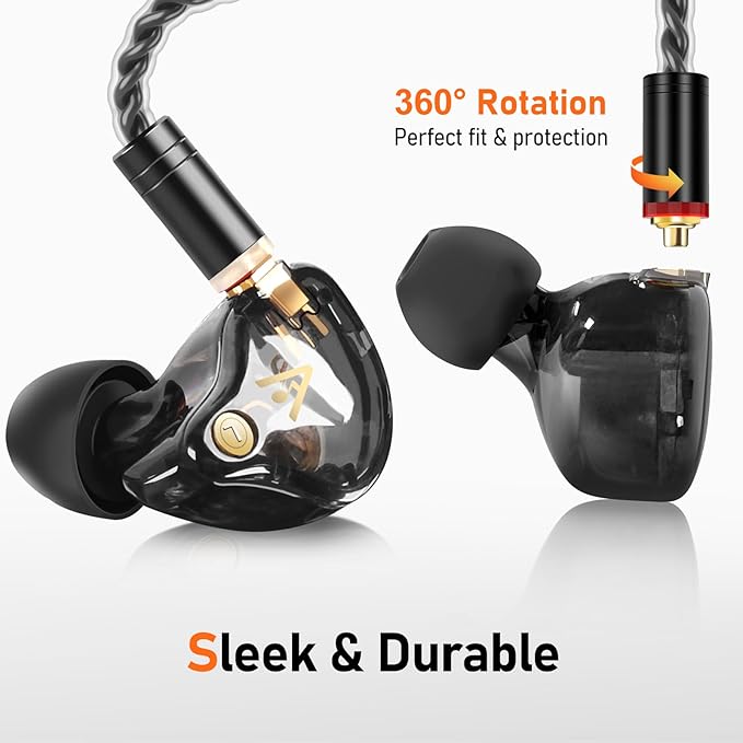 Vibes 202MC USB-C Wired Earbuds - HiFi in Ear Monitor Headphones - Noise Isolating Ear Buds w/ Mic - Clear Sound, Deep Bass & Comfort-Fit Earphones - MMCX to USBC, Silver Plated Cord, Carrying Case