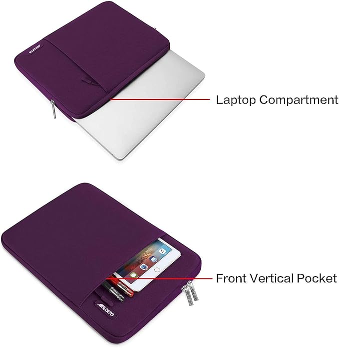 MOSISO Laptop Case 13.3 inch, 13-13.3 inch Laptop Sleeve Compatible with MacBook Air/Pro 13 / Pro 14, HP Dell ASUS Lenovo Notebook, Polyester Vertical Computer Sleeve Bag with Pocket, Magenta Purple