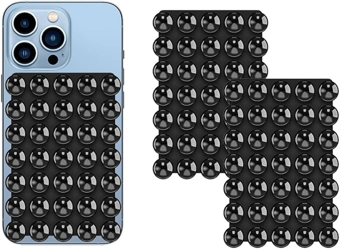 2024 Upgrade 2PCS Silicone Suction Cup Phone Case Adhesive Mount,Adhesive Grip, Sticky Suction Cup Phone Holder & Suction Phone case Holder TikTok & Selfies (Black, 5x7 Single Sided)