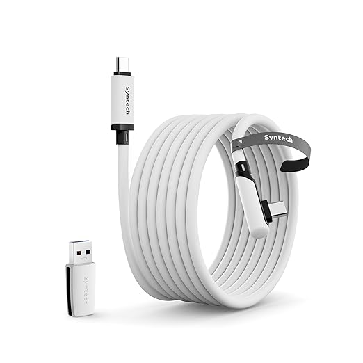 Syntech Link Cable 16FT Compatible with Oculus/Meta Quest 3/Quest 3S/Quest2/Pro/Pico 4 Accessories and PC/SteamVR, Upgraded Type C with USB 3.0 Adapter, High Speed Data Transfer Cord for VR Headset