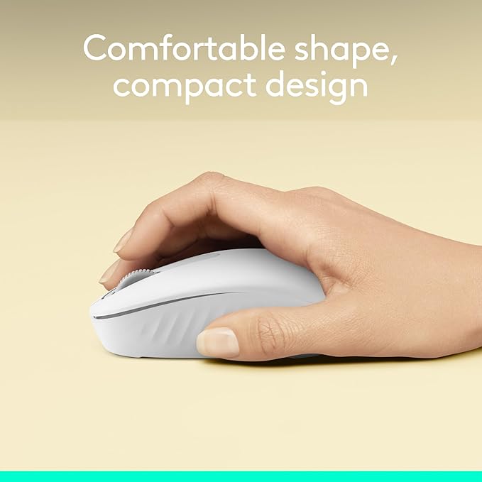 Logitech M196 Bluetooth Wireless Mouse, Compact and Portable Mouse for Laptops, Tablets and More, 12-Month Battery, Smooth Tracking, Compatible with PC and Mac, Windows and macOS - Off White