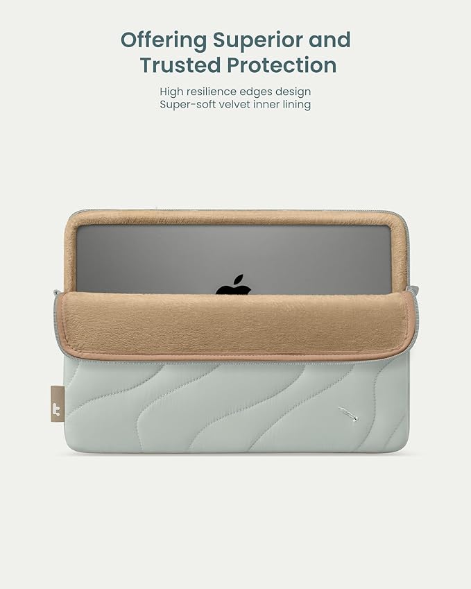 tomtoc 360 Protective Puffy Laptop Sleeve for 14-inch MacBook Pro M4/M3/M2/M1 Pro/Max A3112 A3401 A3185 A2992 A2918 A2779 2024, 13.5/13.8-inch Surface Laptop 7(Copilot+ PC)/6/5/4/3, Quilted Design