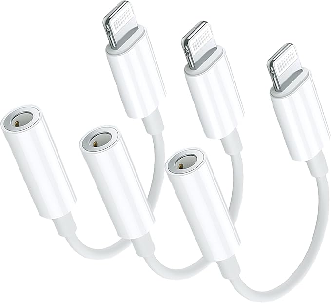 Apple MFi Certified 2 Pack Lightning to 3.5mm Headphone Aux Audio Jack Adapter, iPhone Dongle Cable Earphones Headphones Converter Compatible with iPhone 13 12 11 Pro X XR XS Max 8 7 (3)