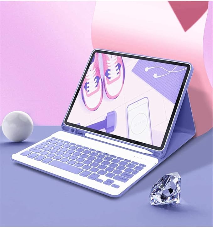 AnMengXinLing Keyboard Case for iPad 11th(A16)/iPad 10th Generation 2022 with Mouse Detachable Wireless Bluetooth Keyboard Pencil Holder Slim Leather Cover for iPad11/iPad10, Purple