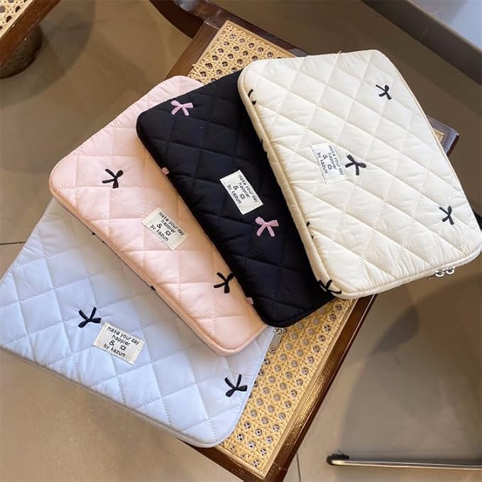 Cute Bow Graphic Carrying Laptop Bag Y2K Preppy Laptop Sleeve Case Bag Kawaii Pad Computer Protect Case Pouch (15-15.6 inch,Pink)