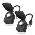 BN-LINK 24-Hour Mechanical Outdoor Light Timer, Waterproof, Heavy Duty, 15A 1/2HP, 1 Grounded Timer Outlet for Home and Garden,ETL Listed,2 Pack