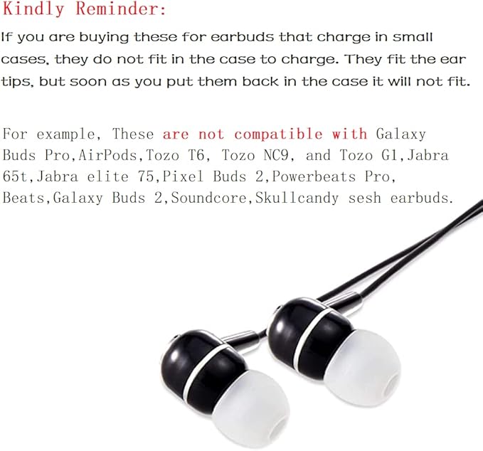 Earbud Replacement Tips Silicone Earbud Tips Ear Bud Covers Fit Most in-Ear Earbuds(Inner Hole 3.8mm -5.1mm) Headphone Ear Tips 9 Pairs S M L
