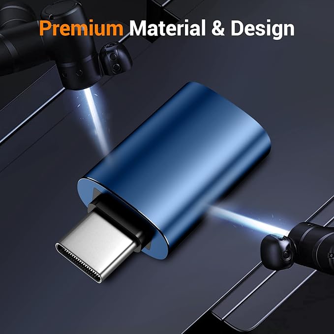 𝟒𝐏𝐚𝐜𝐤 𝐔𝐩𝐠𝐫𝐚𝐝𝐞𝐝 USB to USB C Adapter,USB C Male to USB 3.0 Female OTG Converter for iPhone 16 15 14 13 Plus Pro Max,Apple Watch,Airpods,S24 Ultra, Gender Changers OTG Adapters - Blue