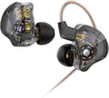 CCZ NC01 Gospel Gaming Earbuds, Stereo Sound in Ear Monitor Headphone Wired, Customized Dual Magnetic DD IEMS Earphone with Detachable Tangle-Free Cable PC Cavity for Computer(without mic,Clear Black)