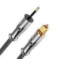 EMK 24K Gold-Plated Toslink to Mini Toslink Cable (25ft/8M) - Digital Optical Audio Cable with 3.5mm Mini Plug for Soundbar, Home Theater, TV - Silver SPDIF Fiber Optic Cord